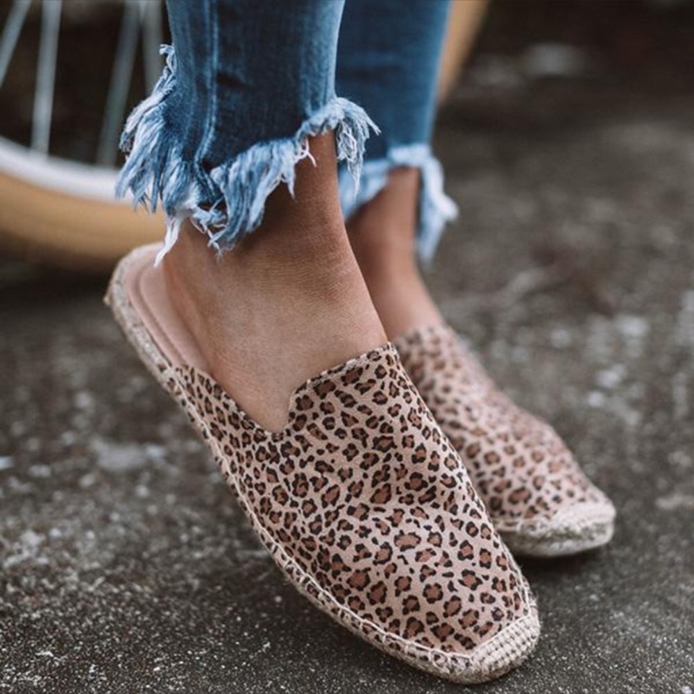 NEW! Leopard Print Flatform Espadrille Mules - Picture 2 of 4